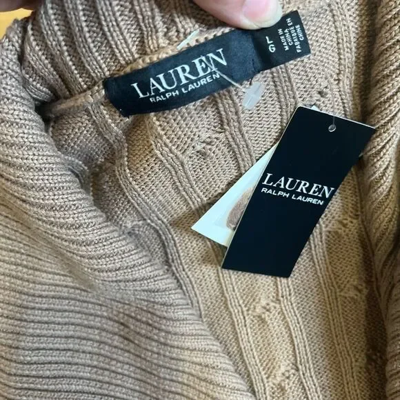 Lauren Ralph Lauren Women's Brown Collar Cardigan Sweater Size L NWT - Picture 2 of 9